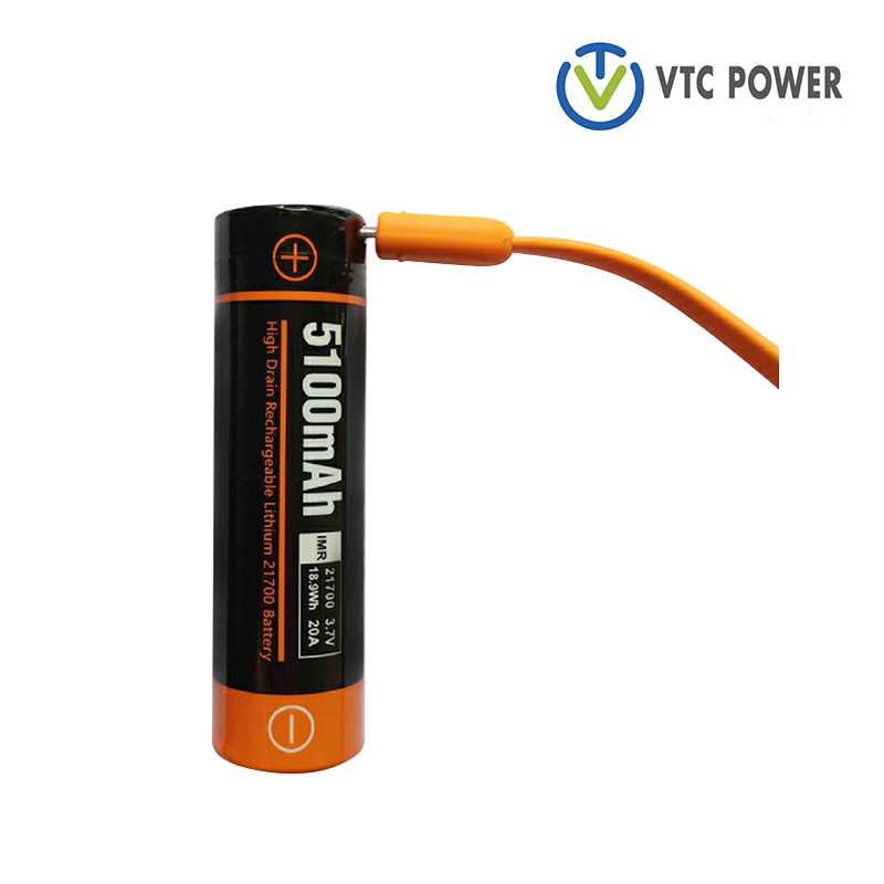 5v 21700 5100mAh USB litium təkrar doldurulan batareya